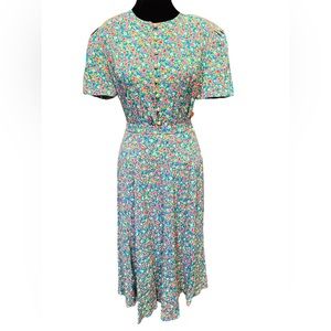 Maggy London Vintage Cottagecore Whimsical Boho Floral Two Piece Top Skirt Set